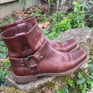 Frye Women’s Brown Leather Ankle Harness Boots